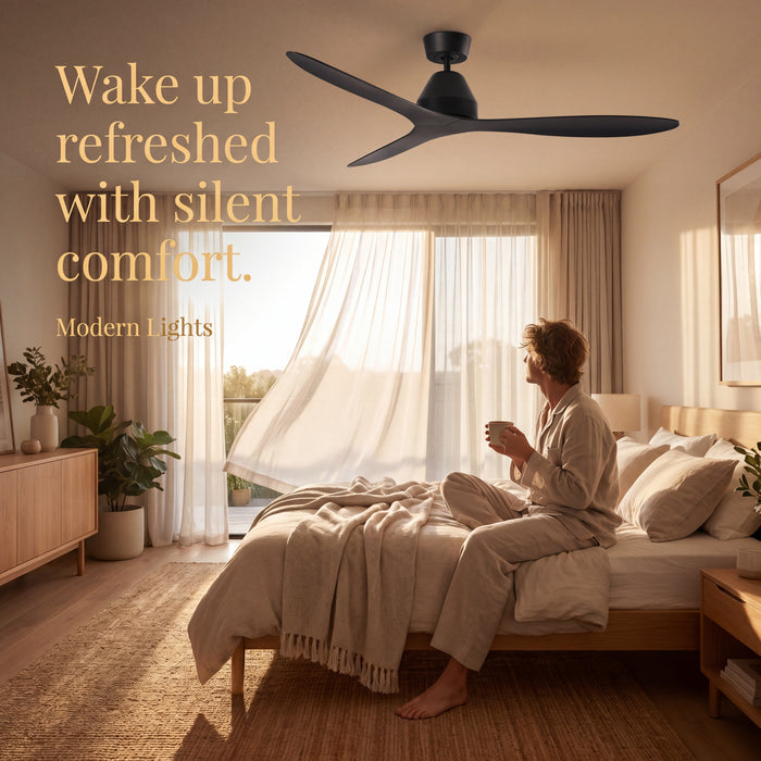 56 Inch DC WiFi Indoor Outdoor Smart Fan in Black with Remote