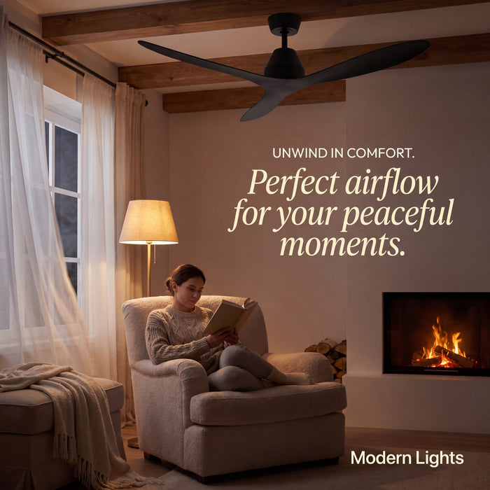 56 Inch DC WiFi Indoor Outdoor Smart Fan in Black with Remote