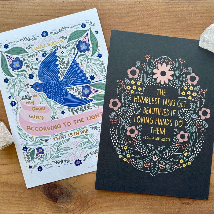 bundle of art prints - one with a bluebird and one with a quiote