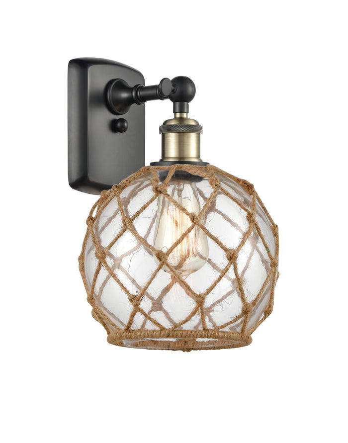 Black Antique Brass / Clear Glass with Brown Rope