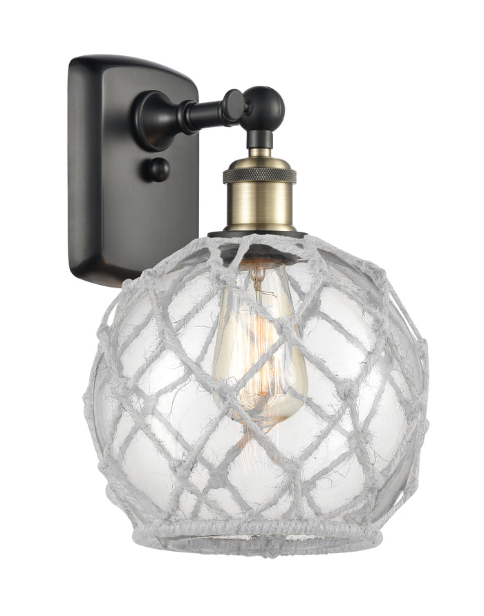 Black Antique Brass / Clear Glass with White Rope