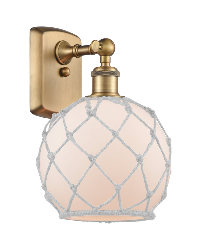 Brushed Brass / White Glass with White Rope