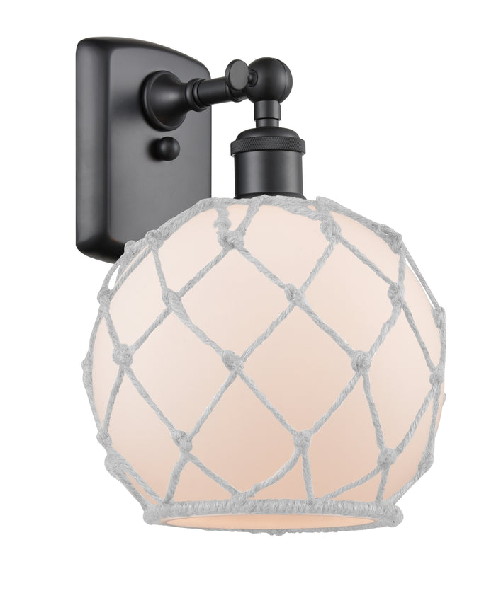 Matte Black / White Glass with White Rope