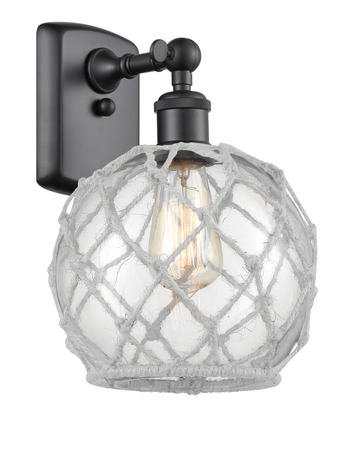 Matte Black / Clear Glass with White Rope
