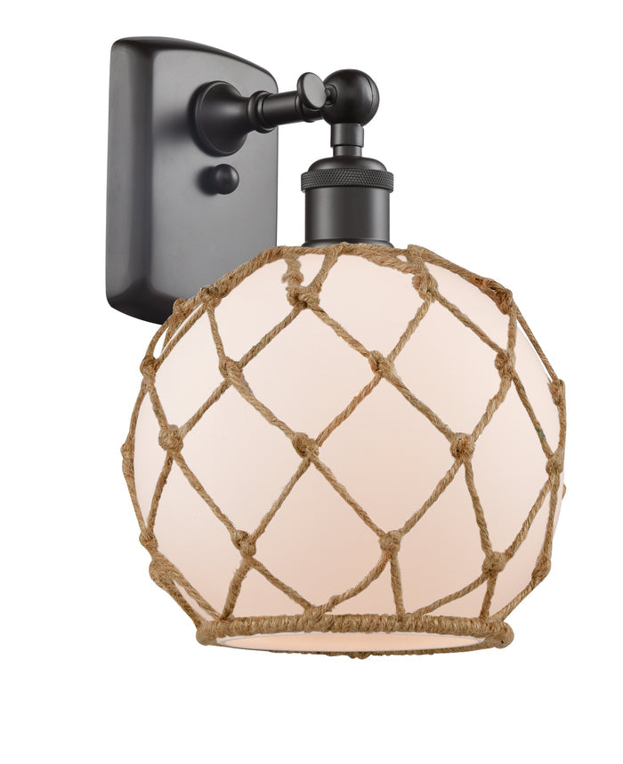 Oil Rubbed Bronze / White Glass with Brown Rope
