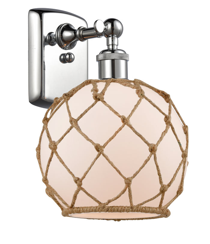 Polished Chrome / White Glass with Brown Rope