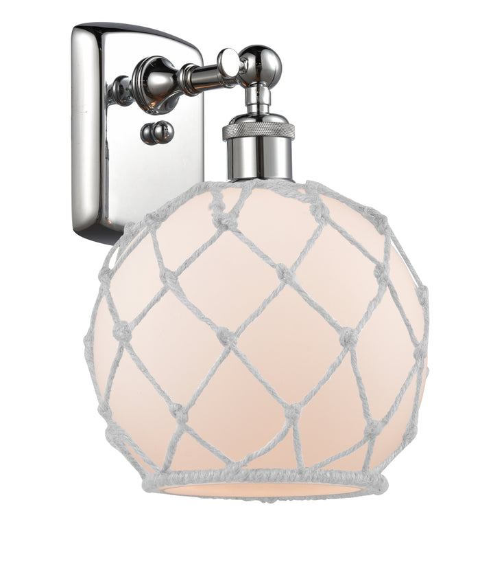 Polished Chrome / White Glass with White Rope