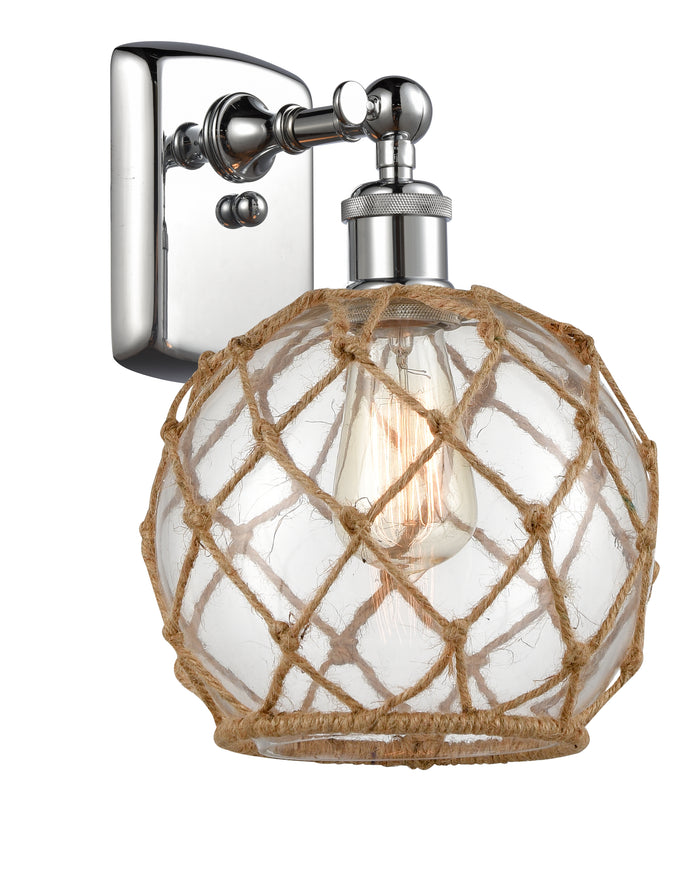 Polished Chrome / Clear Glass with Brown Rope