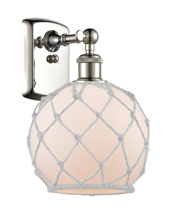 Polished Nickel / White Glass with White Rope
