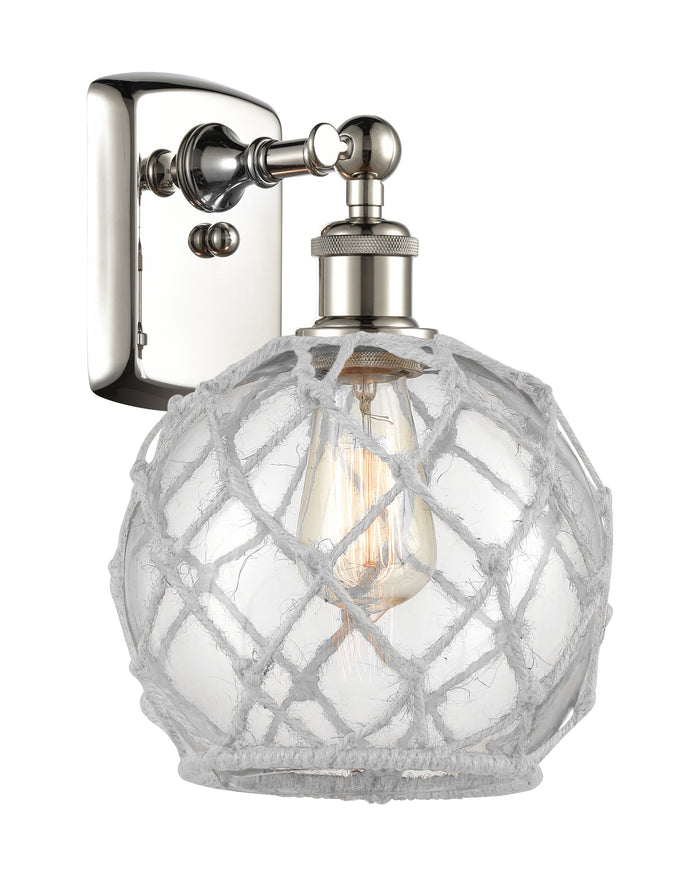 Polished Nickel / Clear Glass with White Rope