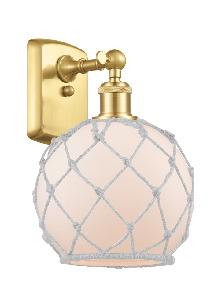 Satin Gold / White Glass with White Rope