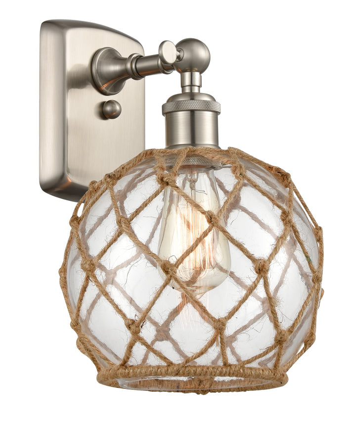 Brushed Satin Nickel / Clear Glass with Brown Rope