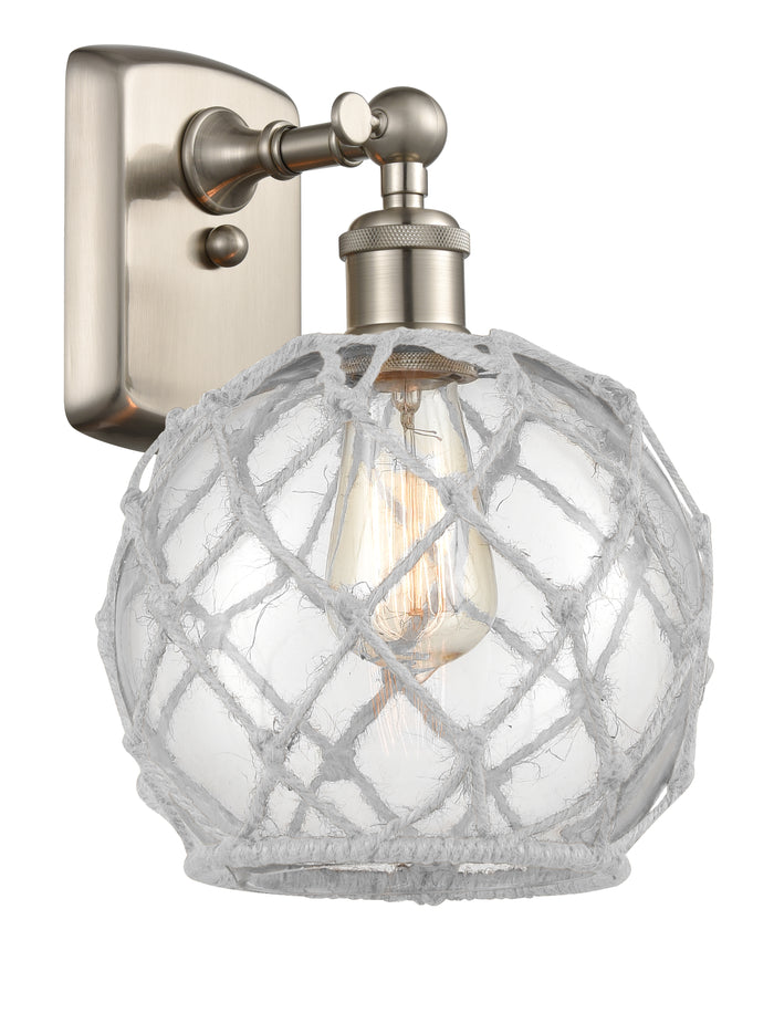 Brushed Satin Nickel / Clear Glass with White Rope