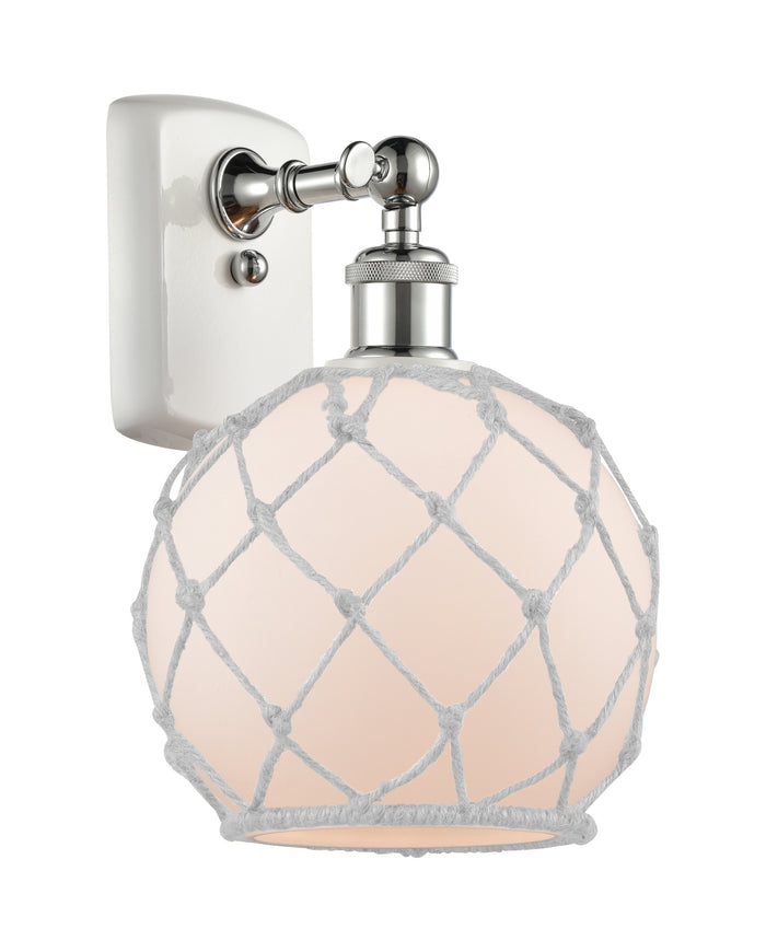 White Polished Chrome / White Glass with White Rope
