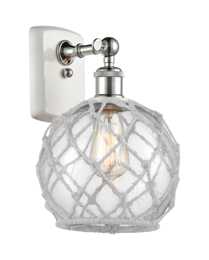 White Polished Chrome / Clear Glass with White Rope