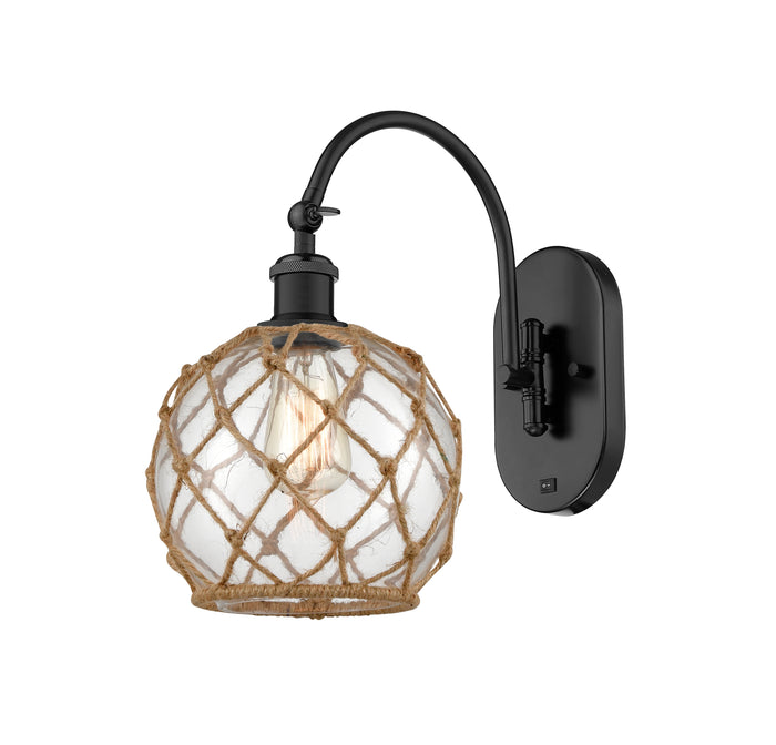 Matte Black / Clear Glass with Brown Rope