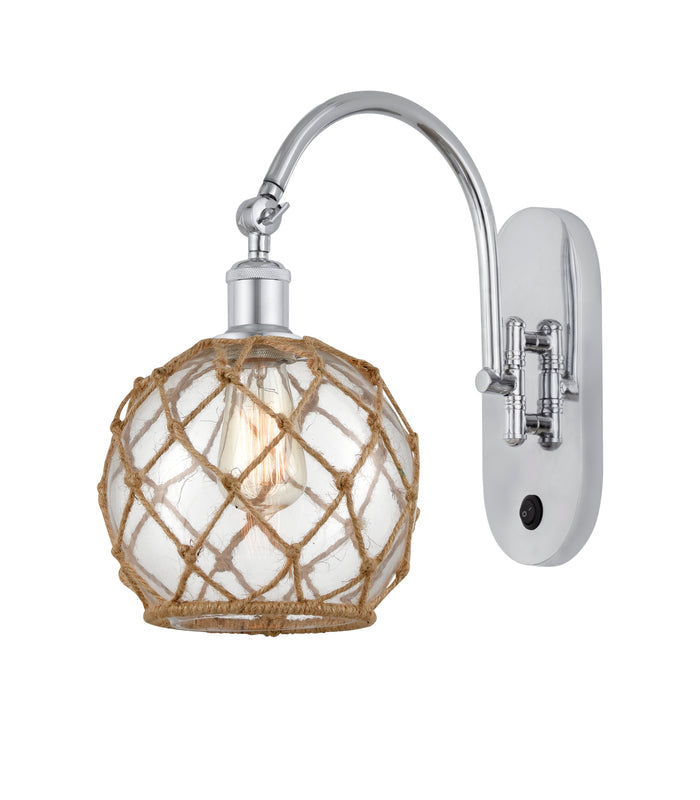 Polished Chrome / Clear Glass with Brown Rope