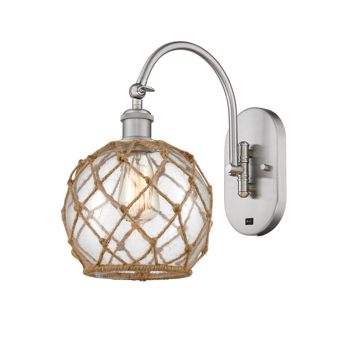 Brushed Satin Nickel / Clear Glass with Brown Rope