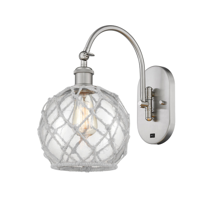 Brushed Satin Nickel / Clear Glass with White Rope