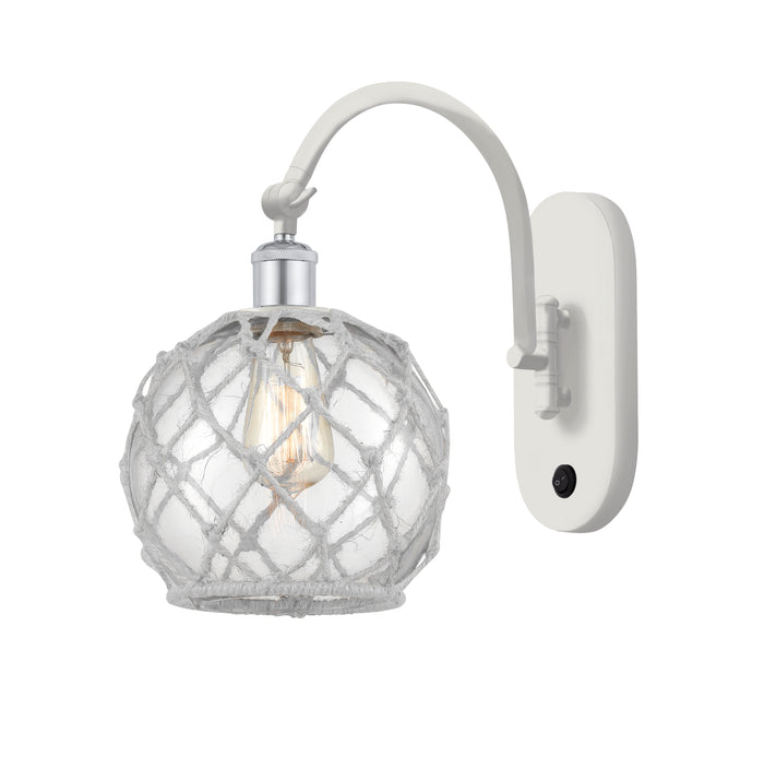White Polished Chrome / Clear Glass with White Rope