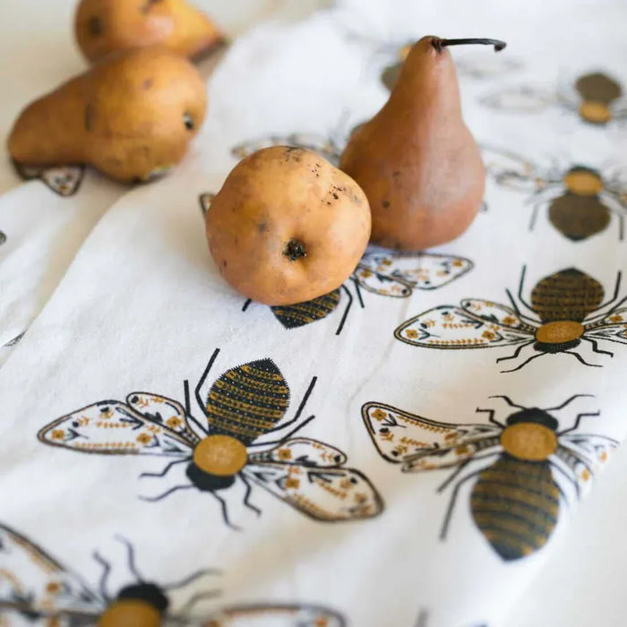 tea towels with illustrated bees