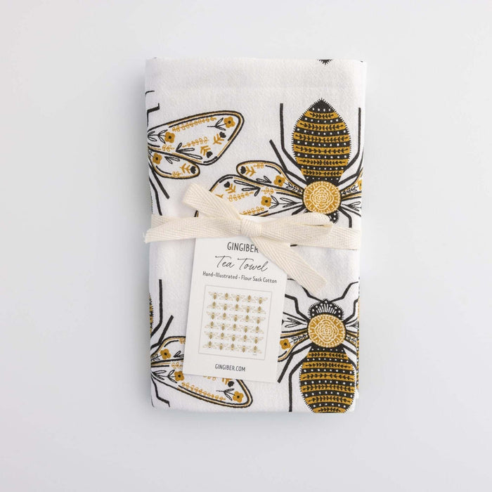 tea towels with illustrated bees