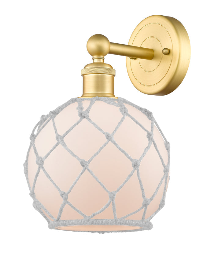 Satin Gold / White Glass with White Rope
