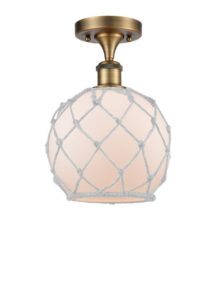 Brushed Brass / White Glass with White Rope