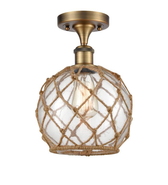 Brushed Brass / Clear Glass with Brown Rope