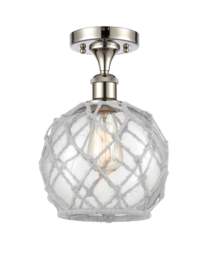 Polished Nickel / Clear Glass with White Rope