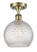Edison Semi-Flush Mount Clear Basket Weave