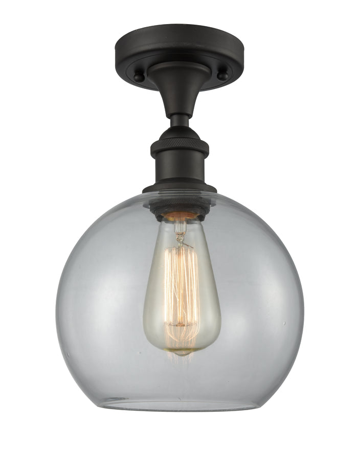 Edison Semi-Flush Mount Clear Basket Weave