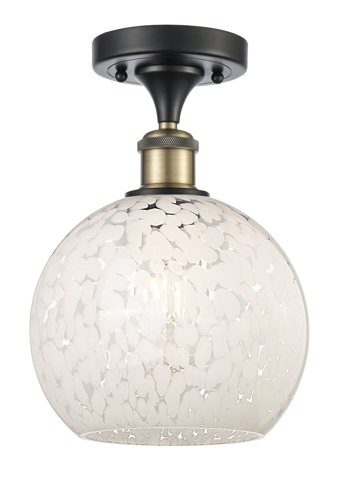 Edison Semi-Flush Mount White Mouchette Shade