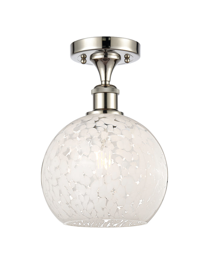 Edison Semi-Flush Mount White Mouchette Shade