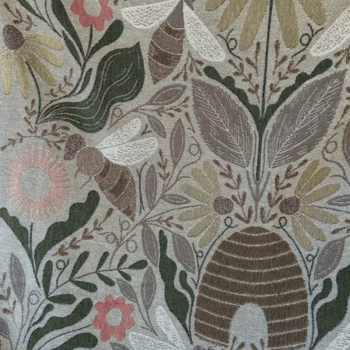 Blanket - woven throw featuring multicolored bee and beehive illustrations