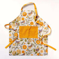 Apron - Gingiber floral apron with adjustable neck strap, large pocket, cotton canvas, 29" L x 26" W, tie back, 100% cotton, imported