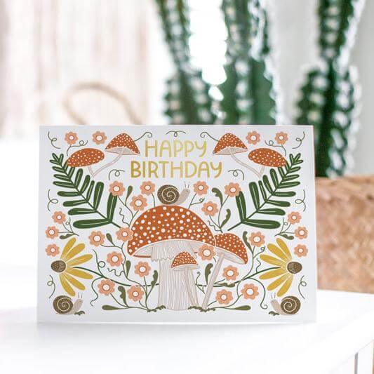 Mushroom Birthday Card - Gingiber