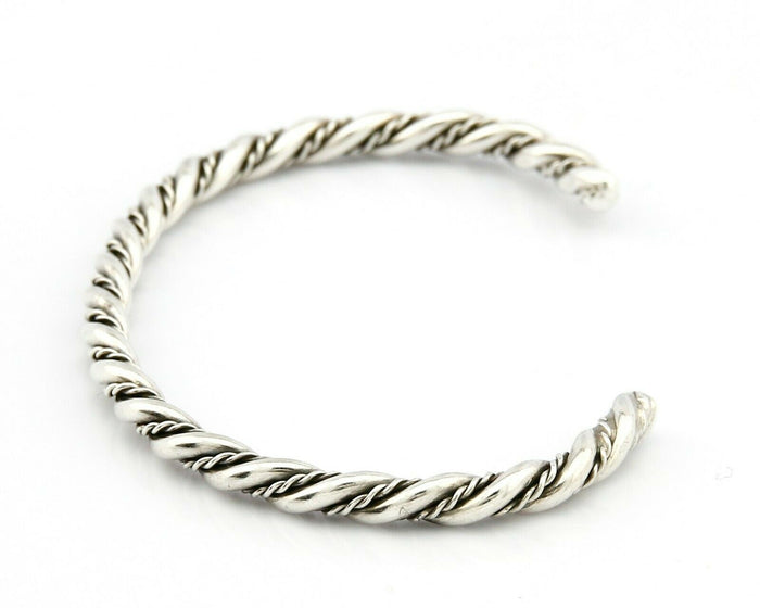 Navajo 4.0 mm Wide 925 Solid Sterling Silver Handmade Hand Stamped Cuff Bracelet
