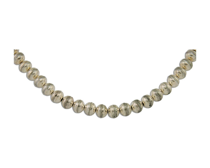 Navajo Bead Necklace 925 Silver Turquoise Native American Artist C.80's