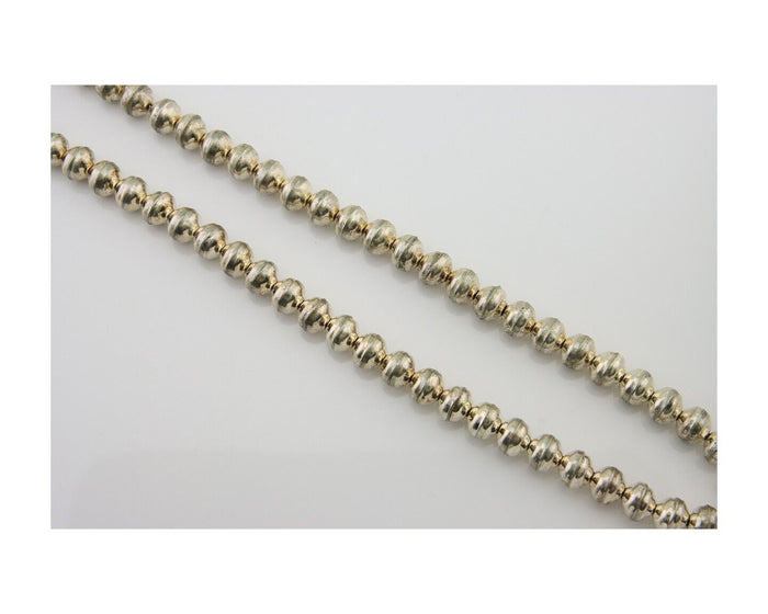 Navajo Bead Necklace 925 Silver Turquoise Native American Artist C.80's