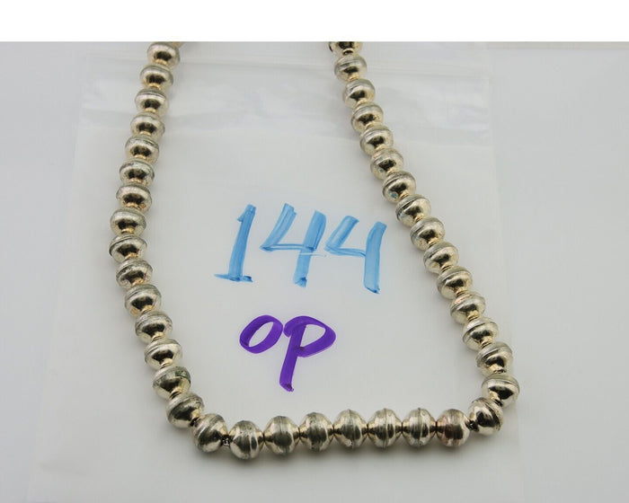 Navajo Bead Necklace 925 Silver Turquoise Native American Artist C.80's
