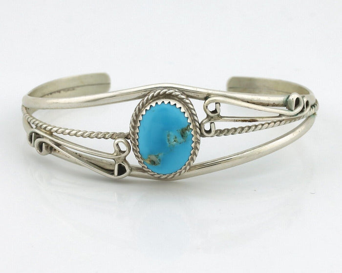 Navajo Bracelet 925 Silver Natural Blue Turquoise Native American Artist C.80's