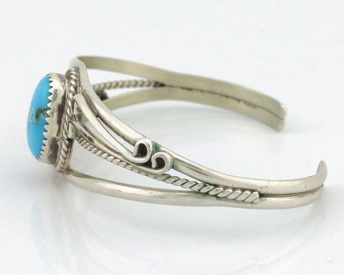 Navajo Bracelet 925 Silver Natural Blue Turquoise Native American Artist C.80's