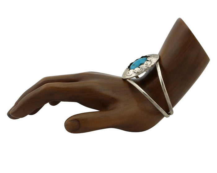 Navajo Bracelet 925 Silver Natural Blue Turquoise Native American Artist J C80