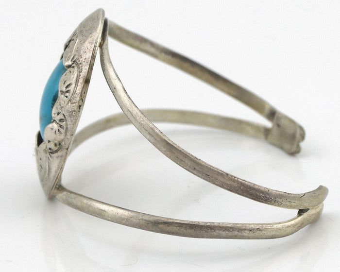 Navajo Bracelet 925 Silver Natural Blue Turquoise Native American Artist J C80
