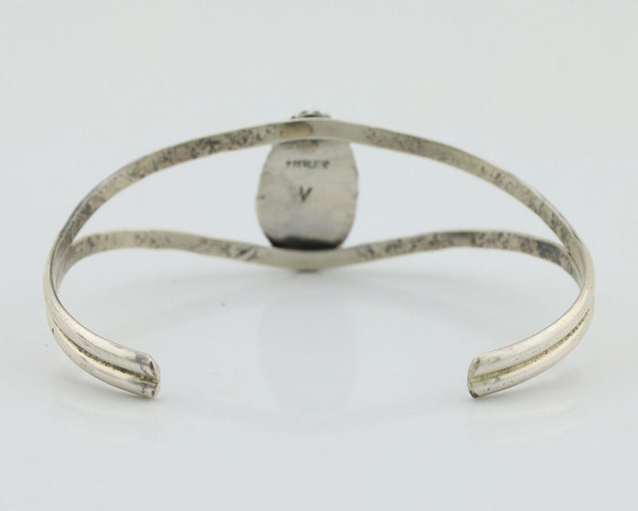 Navajo Bracelet 925 Silver Sleeping Beauty Turquoise Signed Robert Vandover C80s