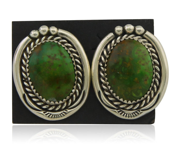 Navajo Clip On Earrings 925 Silver Natural Turquoise Native Artist C.80's