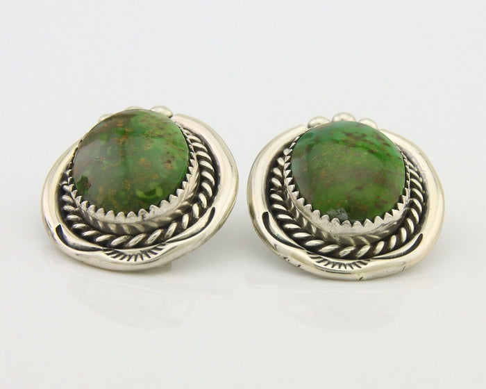 Navajo Clip On Earrings 925 Silver Natural Turquoise Native Artist C.80's
