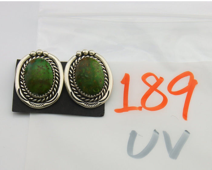 Navajo Clip On Earrings 925 Silver Natural Turquoise Native Artist C.80's