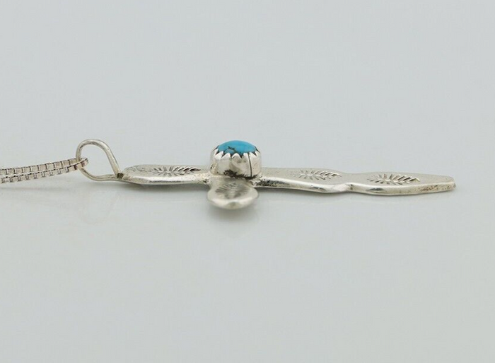 Navajo Cross Necklace 925 Silver Turquoise Hand Stamped Native American C.80's